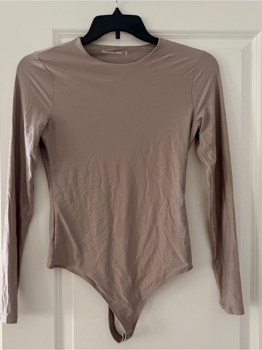 Abercrombie & Fitch Long-Sleeve Taupe Crew Neck Bodysuit